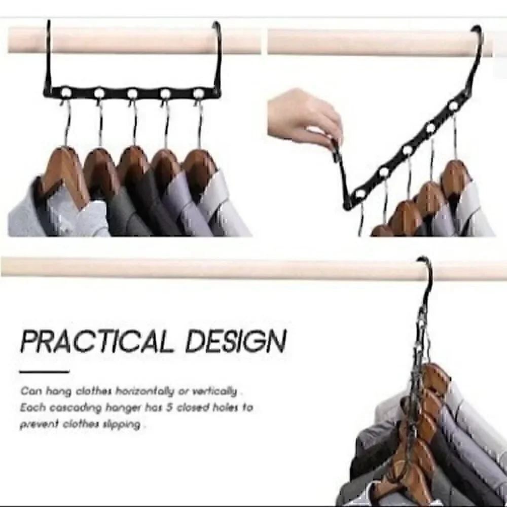 5 Black Wonder Hanger Max. Closet space saver organizer